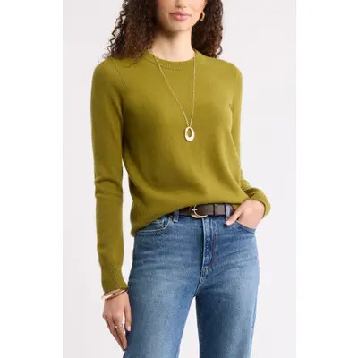 Nordstrom Crewneck Cashmere Sweater in Black Rock at Nordstrom, Size Large | Nordstrom