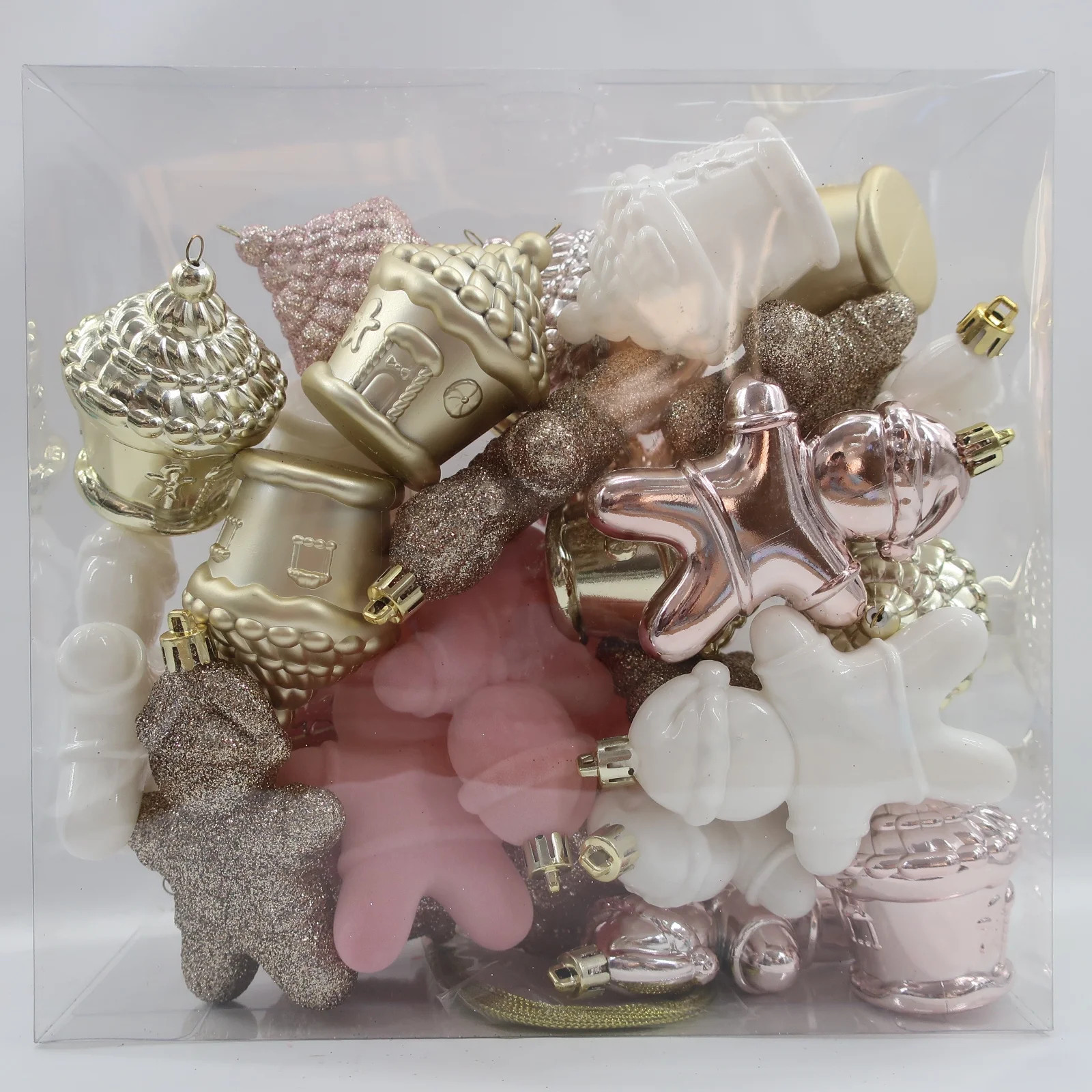 Blush Pink, Champagne Gold, White Gingerbread Man and Gingerbread House Decorative Figurine Ornam... | Walmart (US)