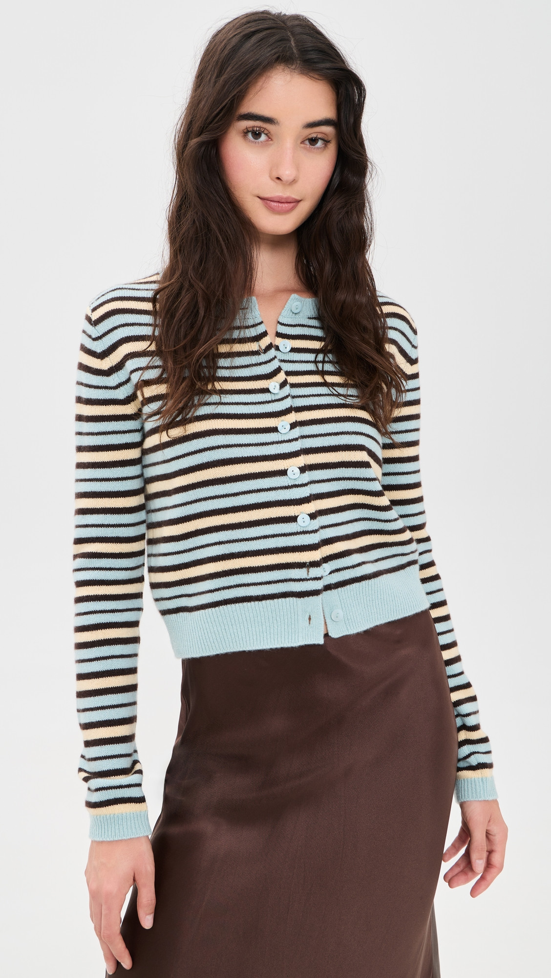 Clara Cashmere Cardigan - Aquamarine Multi Stripe | Shopbop