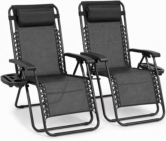 Straame Zero Gravity Chairs Set of 2,Folding Reclining Garden Chairs, Textilene Outdoor Chair, Lo... | Amazon (UK)