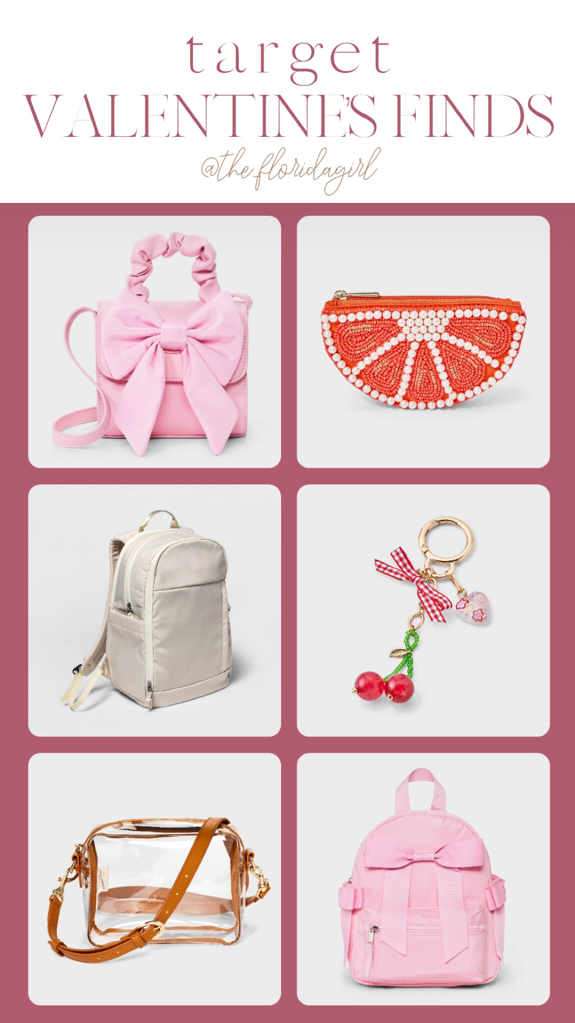 Target spring summer Valentine’s Day holiday seasonal kids girls womens toddler tween accessories bags purses bows pink red neutral cherries charms clutch target new target finds 

#LTKMostLoved #LTKItBag #LTKGiftGuide