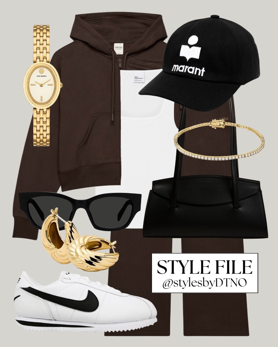 Styling a dark brown Aritzia matching zip up hoodie and sweatpants with white Nike cortez sneakers, a Freja New York shoulder bag, and a Isabel Marant baseball cap (affordable alternatives are listed below)

Tags: Spring Outfit, Minimalist Fashion, OOTD, Capsule Wardrobe 2026, Elevated Casual, Outfit Ideas, Neutral Fashion, Look For Less, What To Wear, Sporty Chic Style, Wardrobe Essentials, Everyday Outfit, High Street Fashion,

#LTKSeasonal #LTKootd #LTKSaleAlert