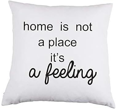 Arthuryerkes Home is Not A Place It's A Feeling White Satin Pillow 18x18 inch Pillow Case | Amazon (CA)