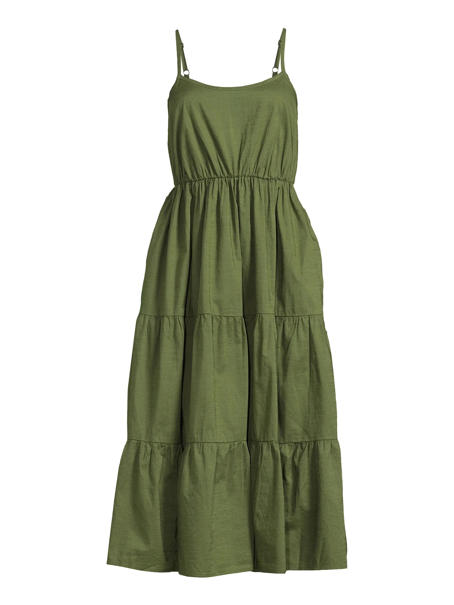 Time & Tru Women's Spaghetti Strap Tiered Dress | Walmart (US)