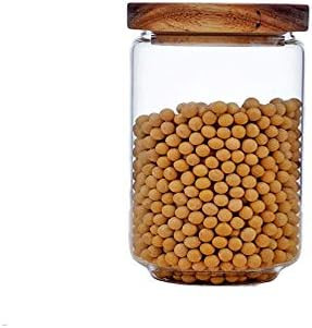 Keledz Glass Storage Jar with Wood Lids, Airtight Sealed Clear Borosilicate Glass Canister Kitche... | Amazon (US)