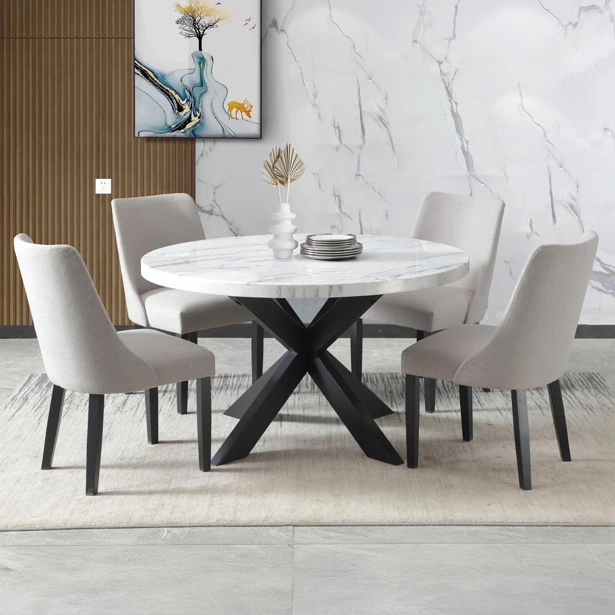 This 52” round marble dining set pairs a timeless stone-inspired top with a sculptural base and coordinated seating, creating an effortlessly elevated focal point for modern dining spaces. ON SALE and under $1,200.

Keywords:

* marble dining set
* round marble dining table
* 52 inch dining table
* modern dining furniture
* luxury dining set
* contemporary dining table set
* kitchen dining set
* statement dining table
* boutique hotel aesthetic
* designer inspired dining room
* modern luxury interiors

#LTKHome #LTKSaleAlert #LTKSeasonal