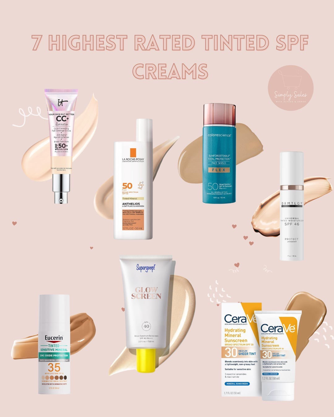 Let’s talk tinted SPF—because if I can combine skincare + sun protection + a little coverage in one step, I’m all in. These are the 7 highest-rated tinted sunscreens people swear by! 🙌

From CC creams to sheer mineral tints, there’s something here for every skin type and budget. I’ve tried a few and always come back to them for that “no-makeup, makeup” look.

☀️ IT Cosmetics CC+ Cream SPF 50
☀️ La Roche-Posay Anthelios SPF 50
☀️ Colorescience Flex SPF 50
☀️ Drmtlgy Universal Tinted SPF 46
☀️ Eucerin Tinted Mineral SPF 35
☀️ Supergoop! Glowscreen SPF 40
☀️ CeraVe Hydrating Mineral SPF 30

Drop your fave below or let me know if you’ve tried any of these! 💬👇

#LTKSummerEdit #LTKBeauty #LTKSeasonal