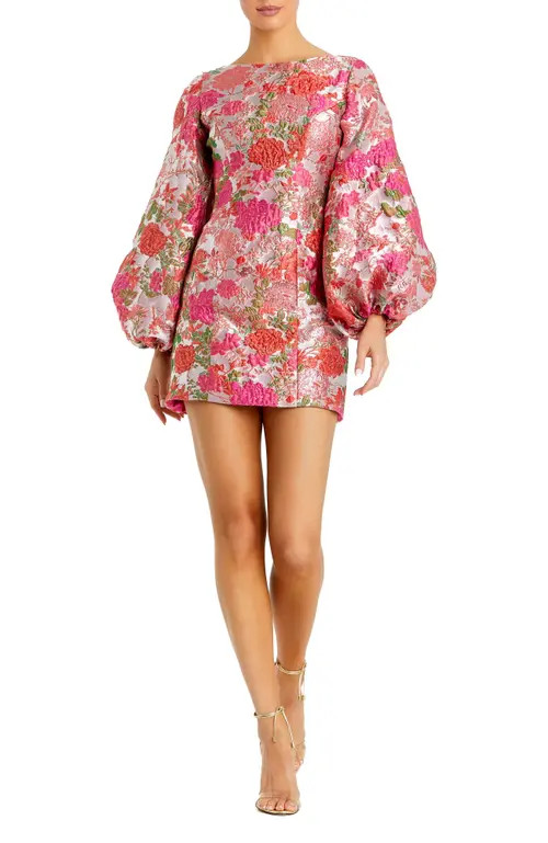 Mac Duggal Women’s Floral Brocade Balloon Sleeve Mini Dress in Pink Multi at Nordstrom, Size 6 | Nordstrom