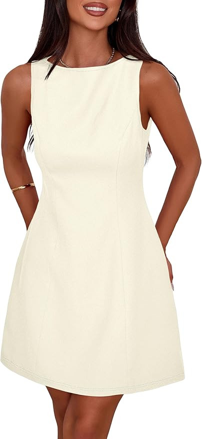 PRETTYGARDEN Womens Formal Short Dresses 2026 Summer Sleeveless Boat Neck A Line Elegant Mini Coc... | Amazon (US)