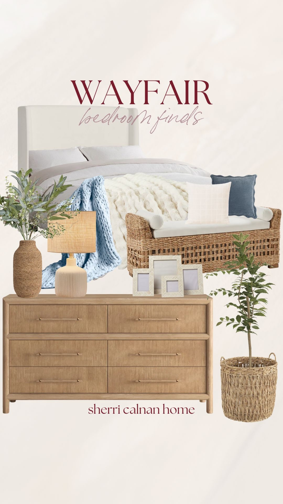 Wayfair bedroom finds that combine comfort and function, from upholstered beds and warm wood dressers to cozy accents that create a peaceful retreat. Wayfair bedroom decor, bedroom furniture finds, neutral bedroom styling, cozy bed ideas, sherri calnan home

#LTKHome