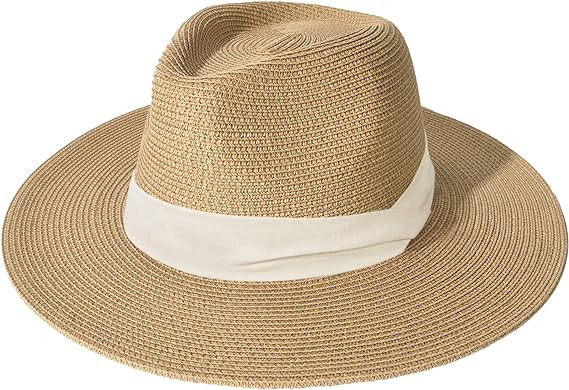 FURTALK Womens Mens Wide Brim Straw Panama Hat Fedora Summer Beach Sun Hat UPF Straw Hat for Wome... | Amazon (US)