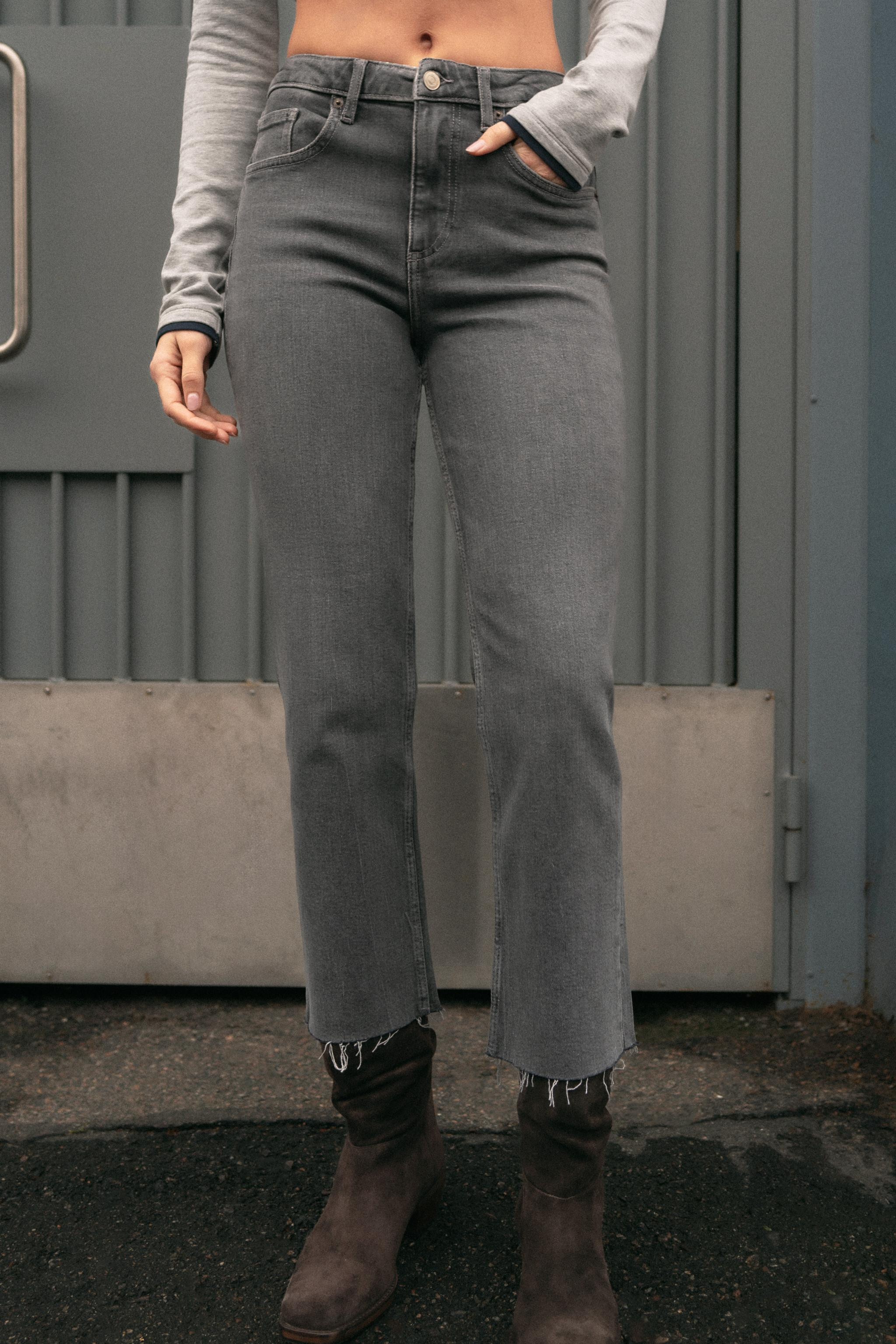 TRF HIGH-WAISTED CROPPED FLARE JEANS | Zara US