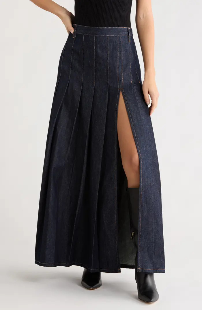 Topshop Pleated Denim Maxi Skirt | Nordstrom | Nordstrom