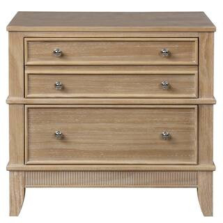 ATHMILE 3-Drawers Natural Brown Solid Wood Nightstand (27.3 in. L x 17.3 in. W x 26 in. H) GZ-B2W... | The Home Depot