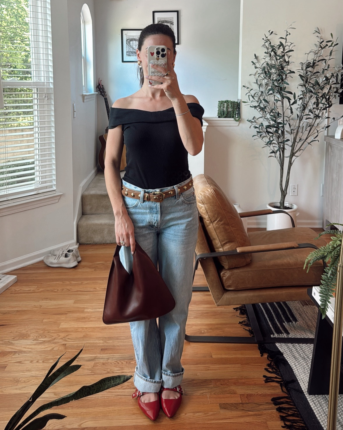 OOTD. LIVING in these Aritzia jeans. They fit TTS, I’m wearing a 26. Also have been pairing this Madewell belt with everything. I have it in black as well. Top, size S. Shoes, I found similar ones. I bought mine last year! 

#LTKStyleTip #LTKFindsUnder100 #LTKSeasonal