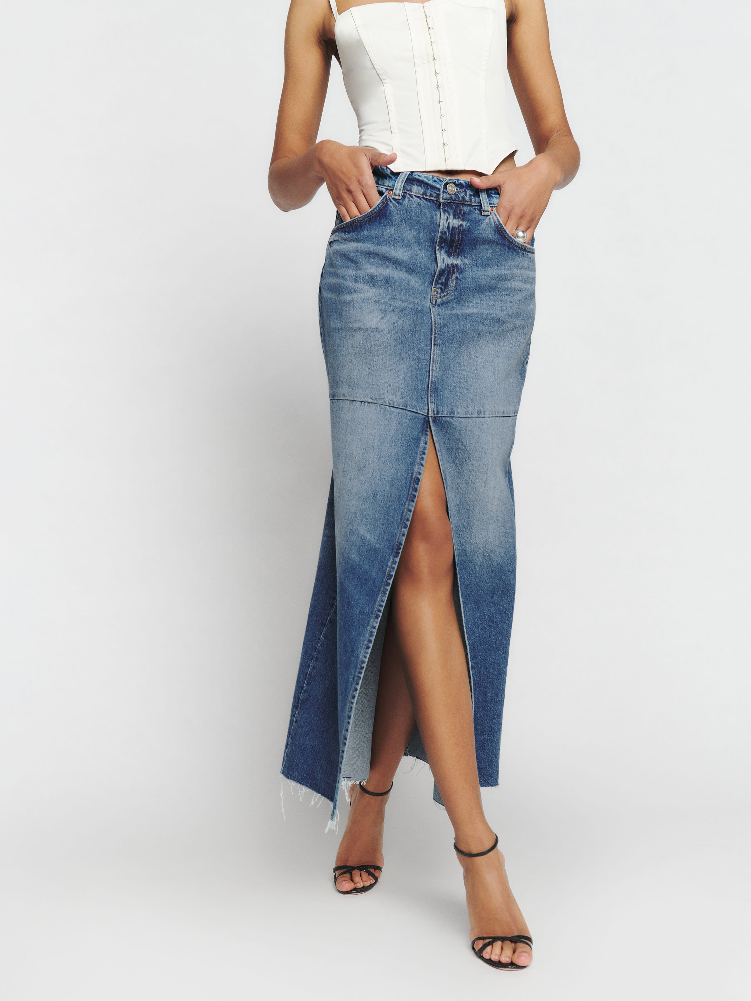 Tazz Maxi Denim Skirt | Reformation (Global)