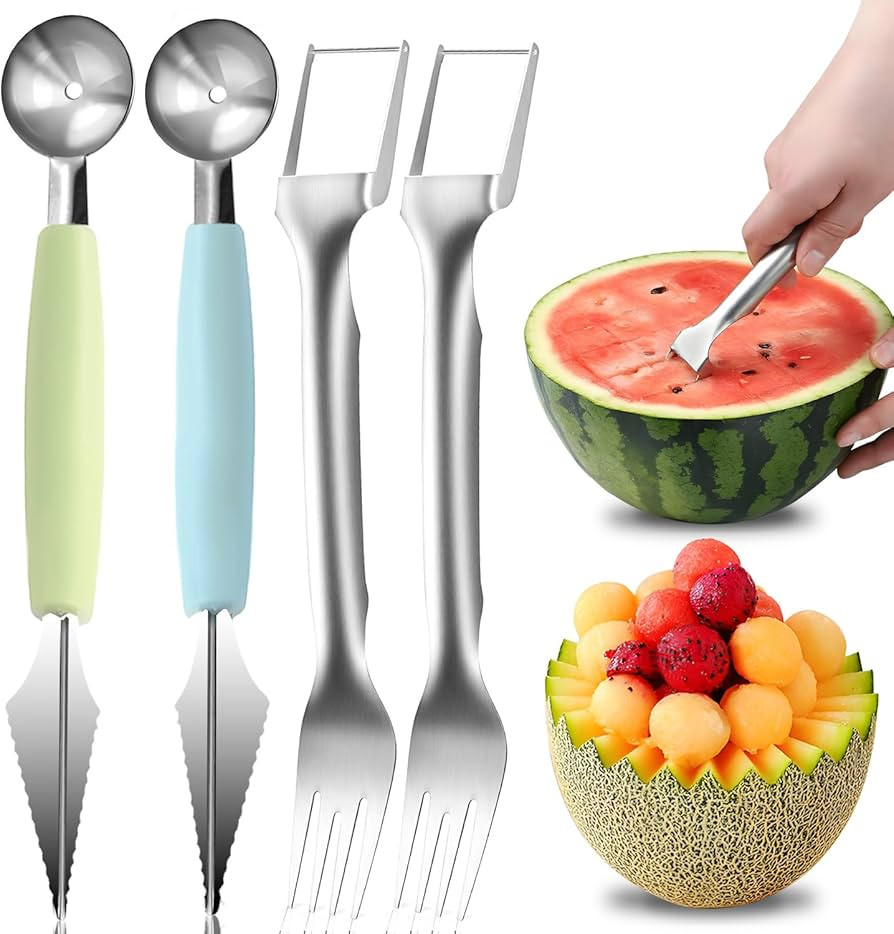 Melonenschneider 4 STK, Wassermelonen Schneider Melonenausstecher Obstschneider für Cantaloupe, ... | Amazon (DE)