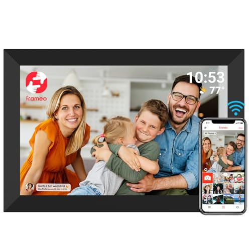 FRAMEO Digital Photo Frame WiFi 32GB 10.1 Inch 1280x800 IPS Touch Screen Digital Picture Frame Easy Setup Share Photo or Video via Frameo APP, Add a Calendar Function, Gift for Father/Grandpa | Amazon (US)