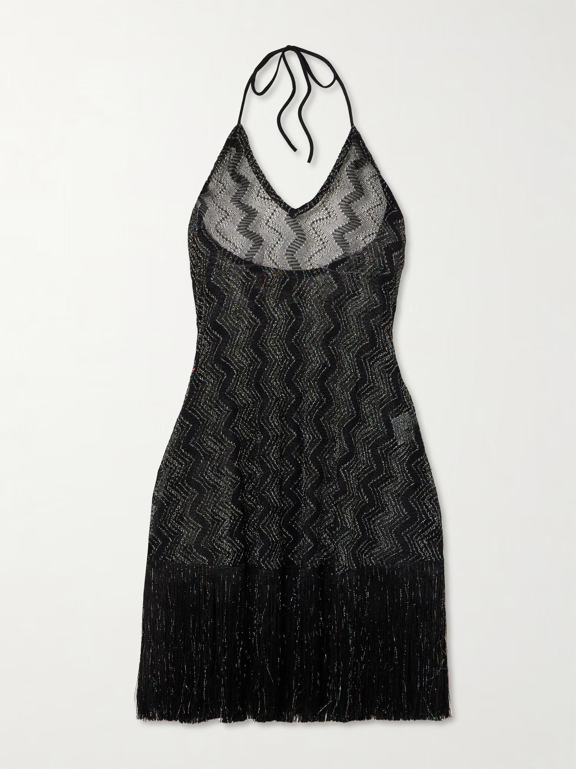 Mare fringed metallic crochet-knit halterneck dress | NET-A-PORTER (US)