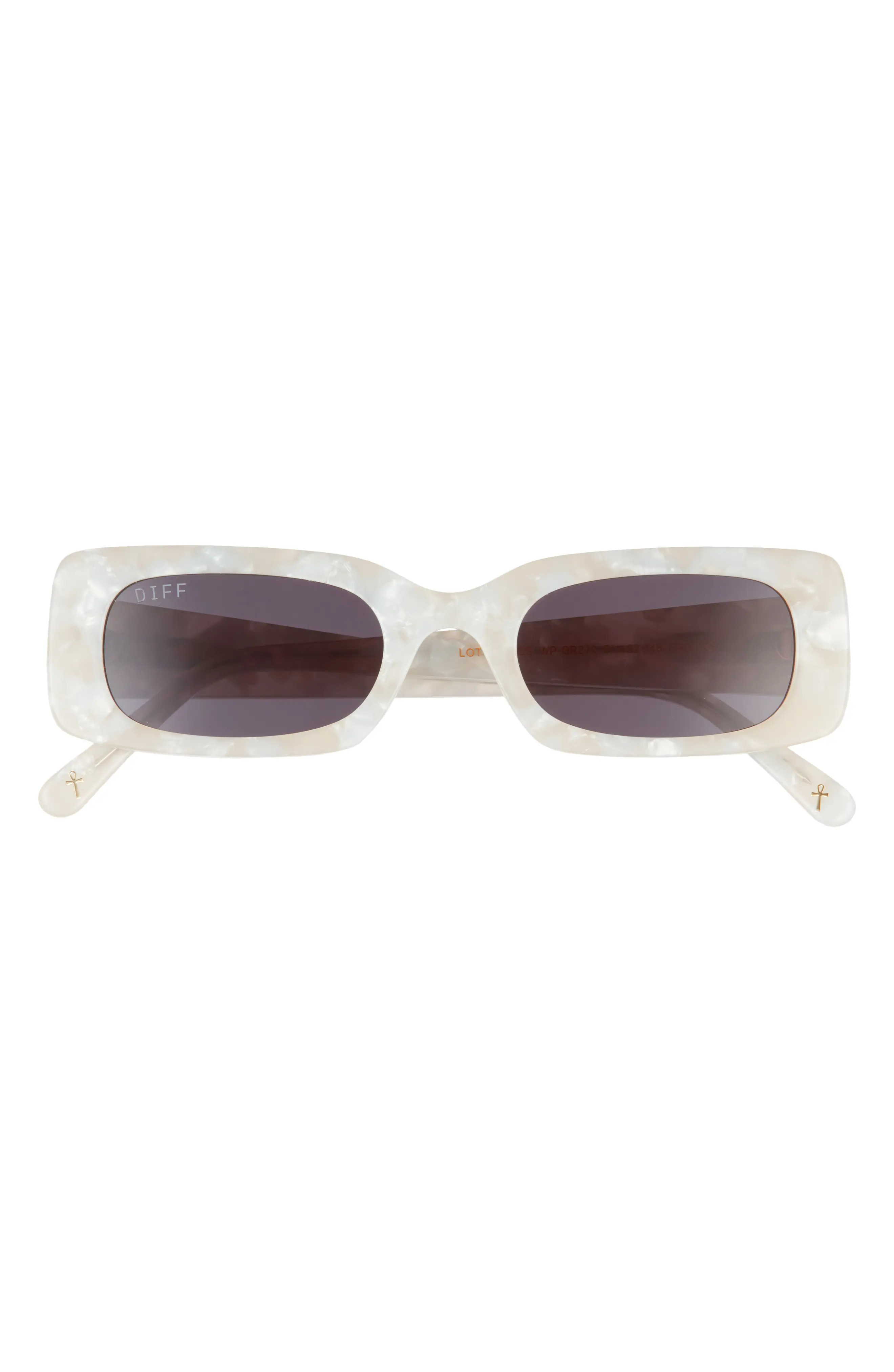 DIFF x Lauren London Lotus Locs 54mm Rectangular Sunglasses in White Pearl /Grey at Nordstrom | Nordstrom