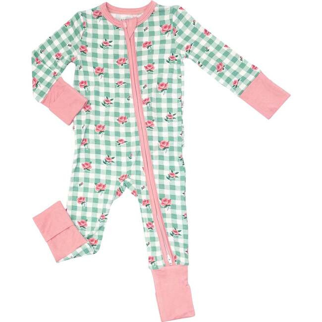Angel Dear | Gingham Roses 2-Way Ruffle Back Zipper Romper (Multicolor, Size 0-3M) | Maisonette | Maisonette