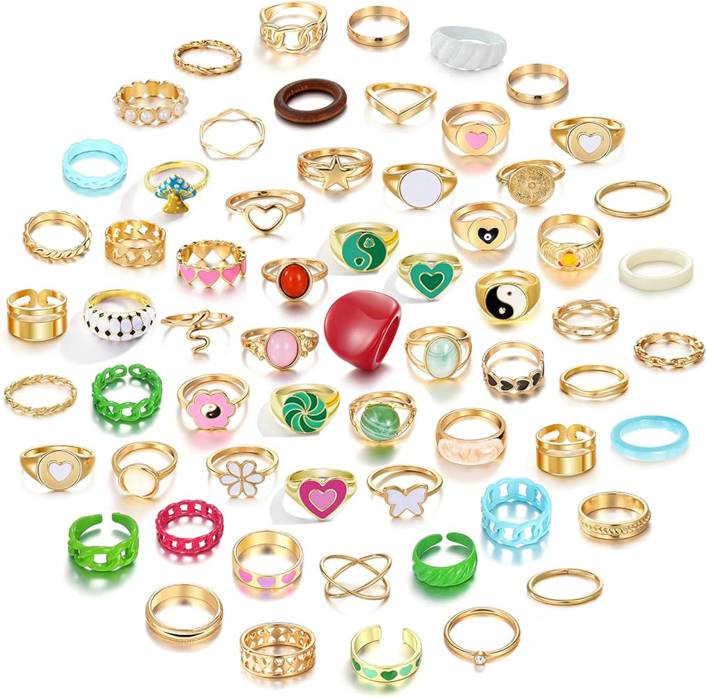 KISS WIFE Gold Knuckle Rings Set for Women, Dainty Simple Trendy Cute Stackable Finger Rings Pack... | Amazon (US)