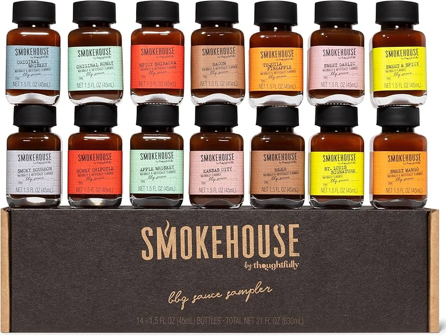 Smokehouse by Thoughtfully, Gourmet BBQ Sauce Sampler Variety Pack in Glass Bottles, Vegan and Ve... | Amazon (US)