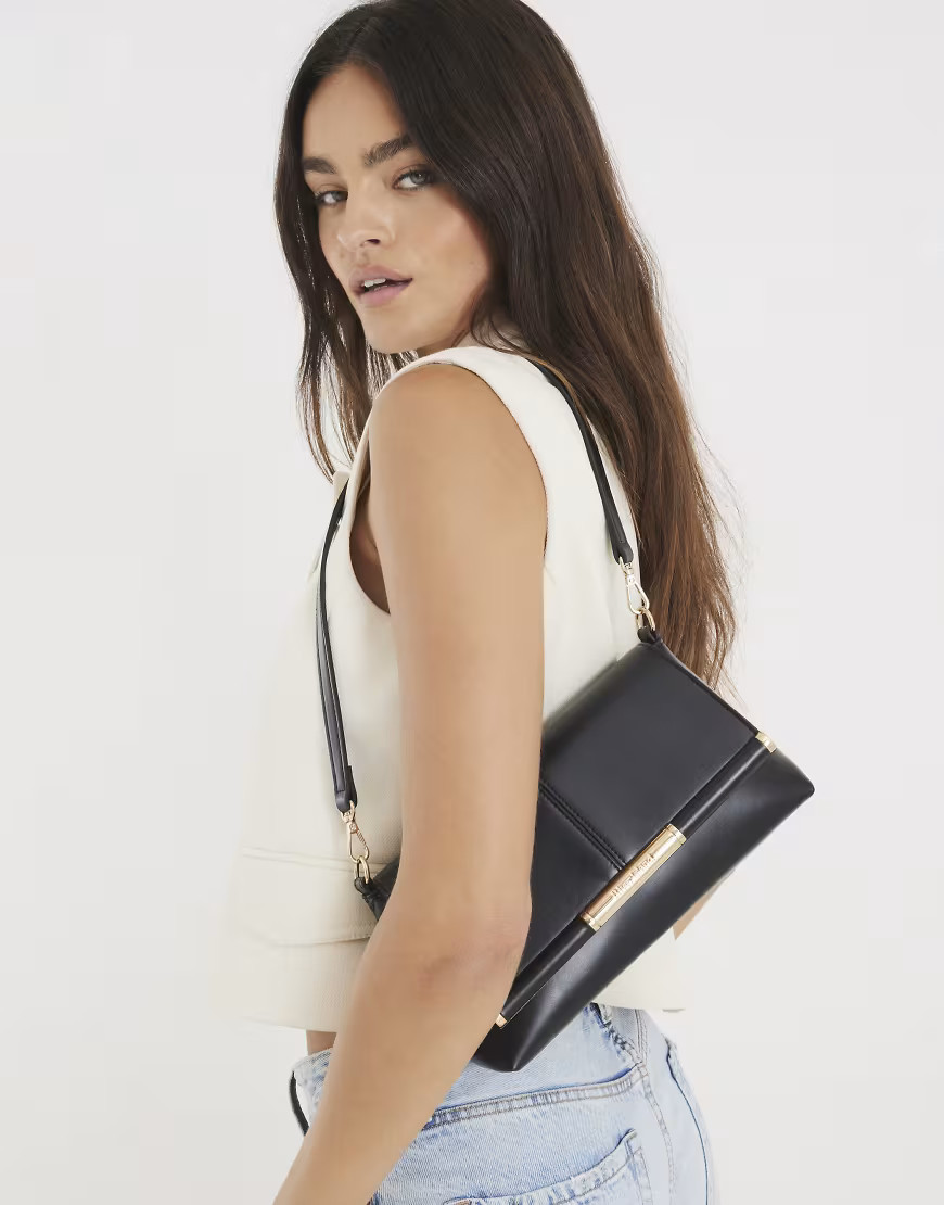 River Island Bar front clutch bag in black | ASOS (Global)