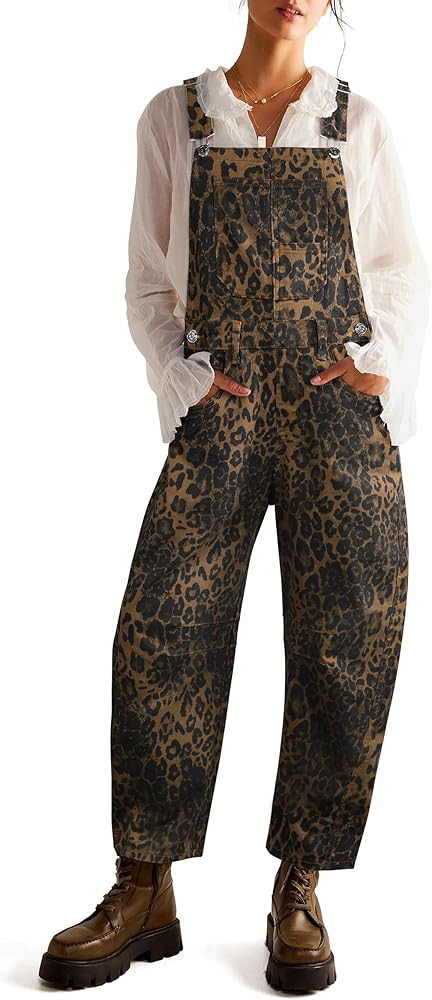 Qazel Vorrlon Denim Overalls for Women Barrel Wide Leg Bib Baggy Jeans Adjustable Denim Romper St... | Amazon (US)