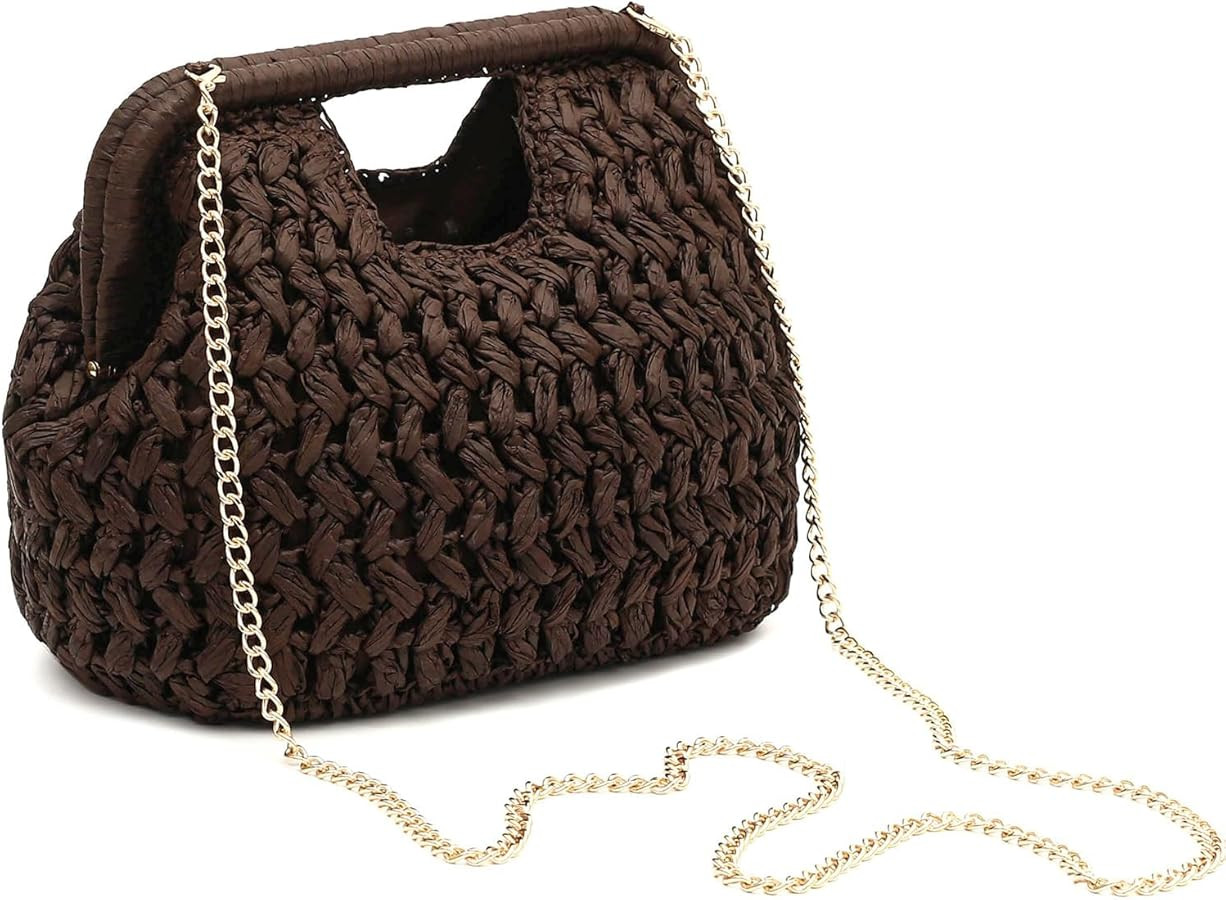 Herald Straw Woven Clutch Purse for Women, Beach Cloud Dumpling Pouch Evening Shoulder Crossbody ... | Amazon (US)