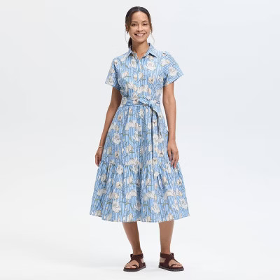 Women's Button-Down Short Sleeve Midi A-Line Dress - Universal Thread™ | Target