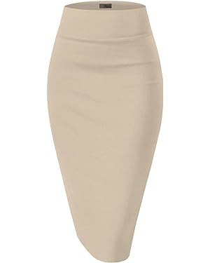 Hybrid & Company Women Premium Nylon Ponte Stretch Office Pencil Skirt High Waist Made in The USA... | Amazon (US)