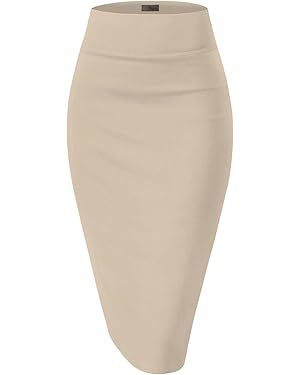 Hybrid & Company Women Premium Nylon Ponte Stretch Office Pencil Skirt High Waist Made in The USA... | Amazon (US)