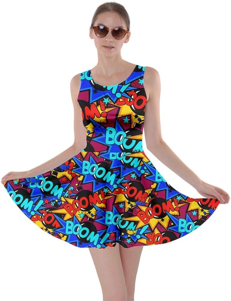 CowCow Womens Middle Finger Hands Emotions Emoji Smile Face Lips Pop Art Skater Dress, XS-5XL | Amazon (US)