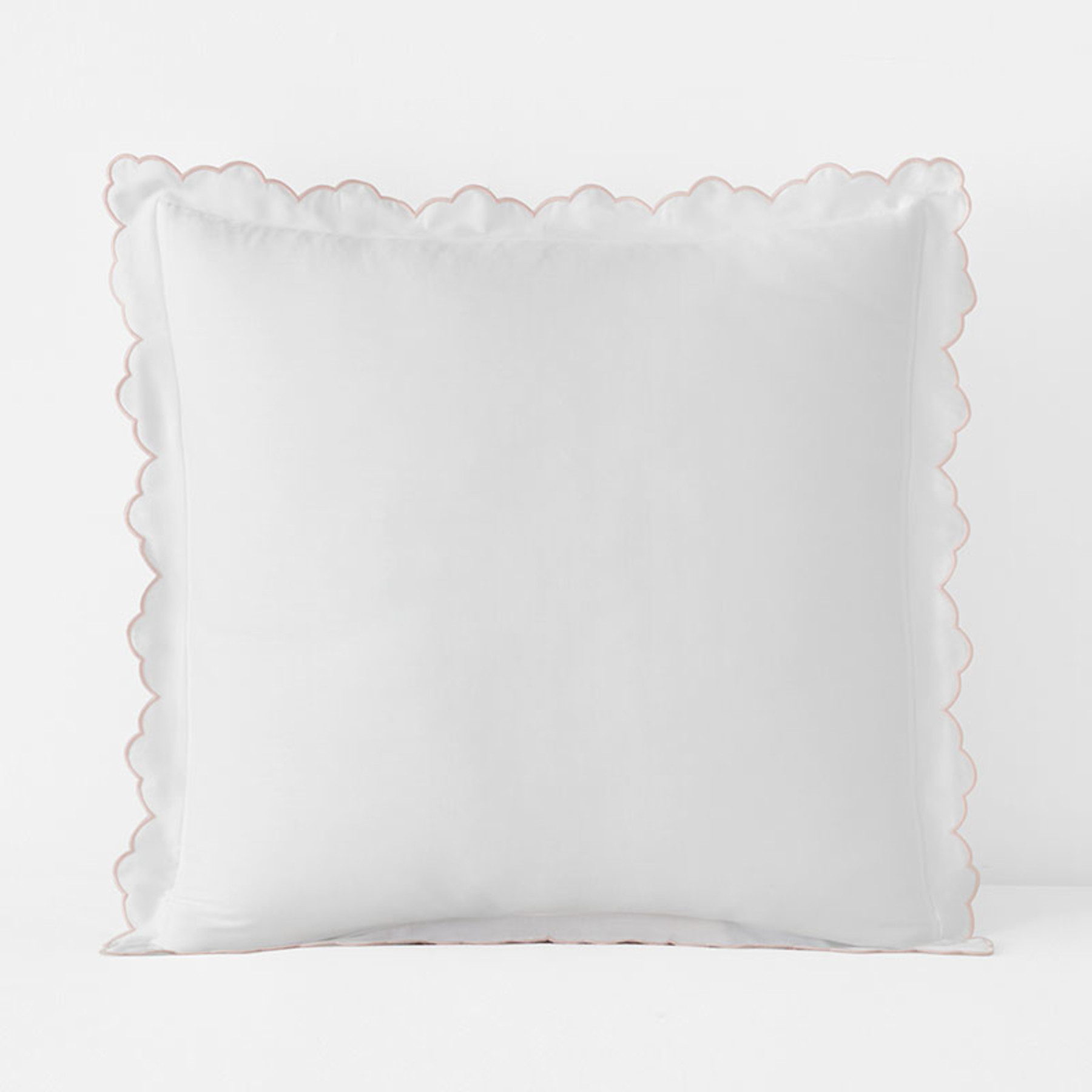 Embroidered Scallop Classic Smooth Sateen Solid Sham - Blush, Euro | The Company Store