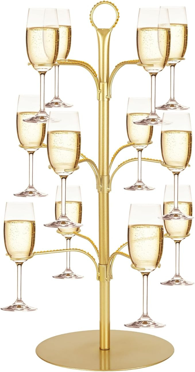 Cocktail Tree Stand for Drinks Champagne Tower Wine Glasses Holder, 3 Tier 12 Holders, Bar Home D... | Amazon (US)