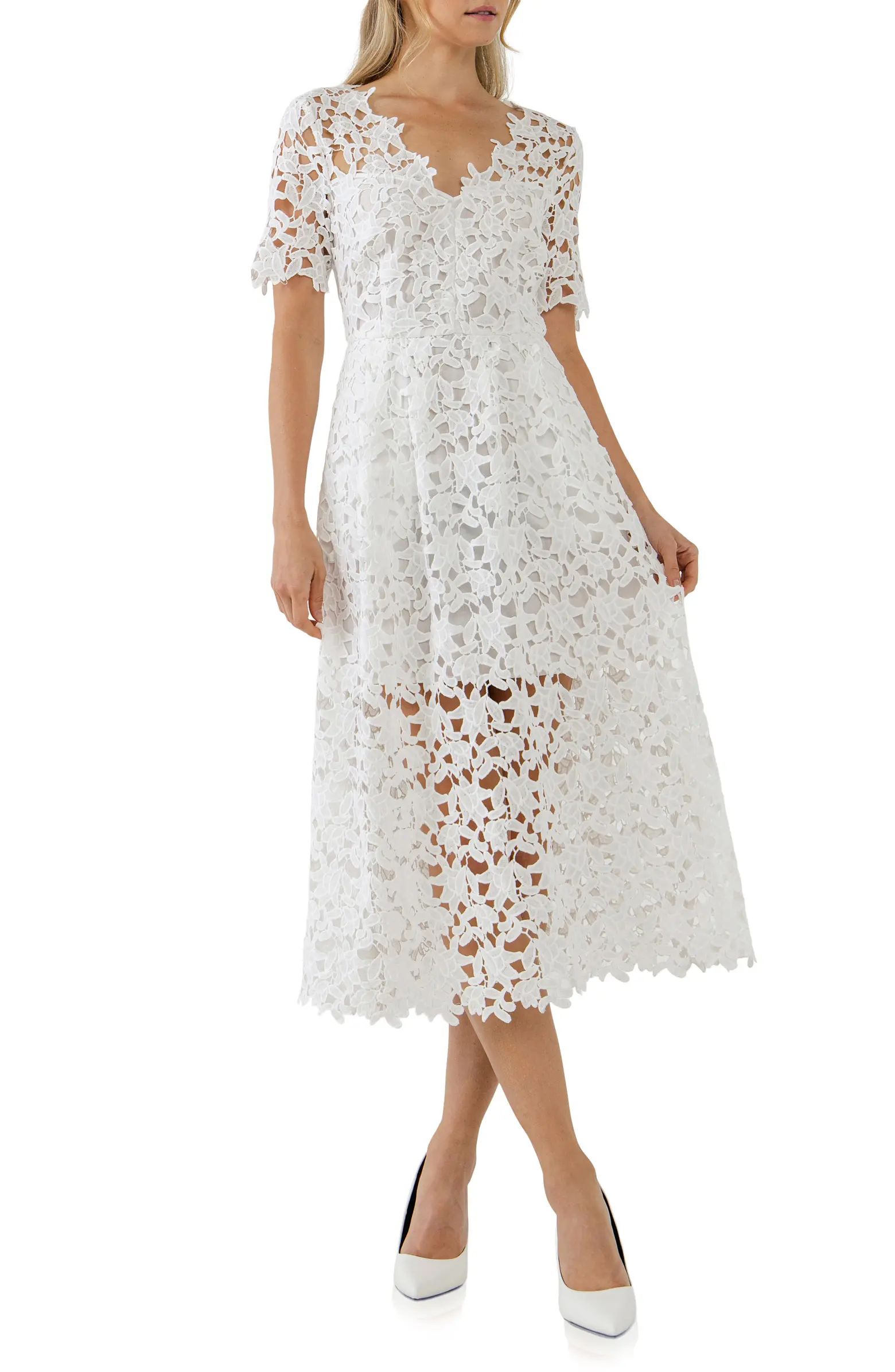 Allover Lace Midi Dress | Nordstrom