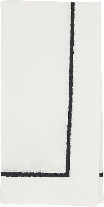 Saro Lifestyle Embroidered Line Design Napkin (Set of 4), 20"x20", Black | Amazon (US)