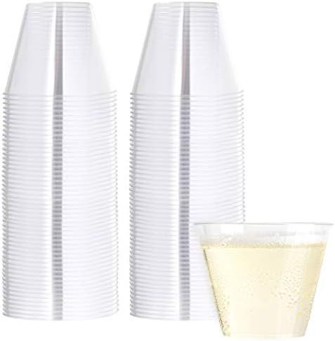 Plasticpro 9 oz Disposable Plastic Party Cups,Old fashioned Designed Tumblers, 100 Count, Crystal Cl | Amazon (US)