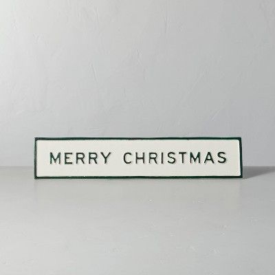 Merry Christmas Seasonal Sign Green/Cream - Hearth &#38; Hand&#8482; with Magnolia | Target