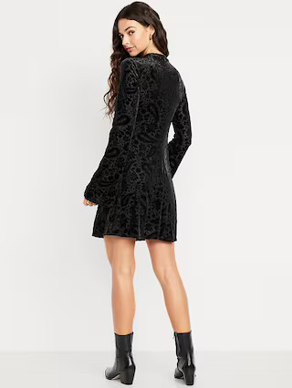 Long-Sleeve Velour Mini Dress | Old Navy (US)