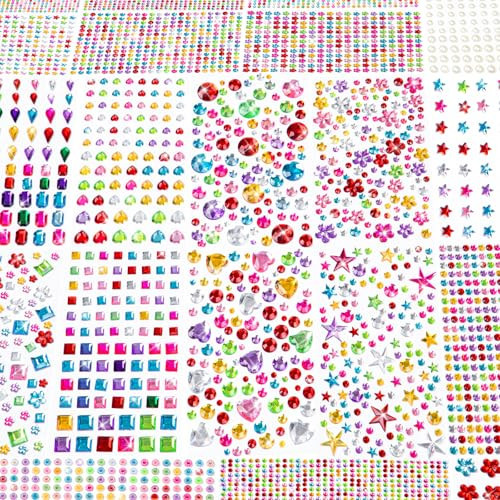 6124Pcs Gem Stickers-Self-Adhesive Face Jewelry Stickers, Acrylic Gems DIY Crafts, Sparkling Heart-Shaped Rhinestone for Kids, for Party & Holiday Supplies | Amazon (US)