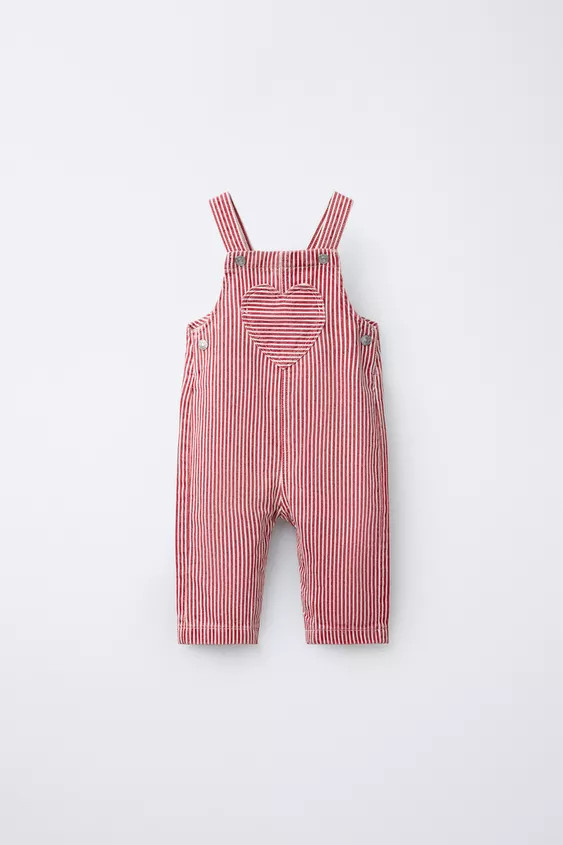 LONG TWILL DUNGAREES WITH HEART STRIPES | Zara UK