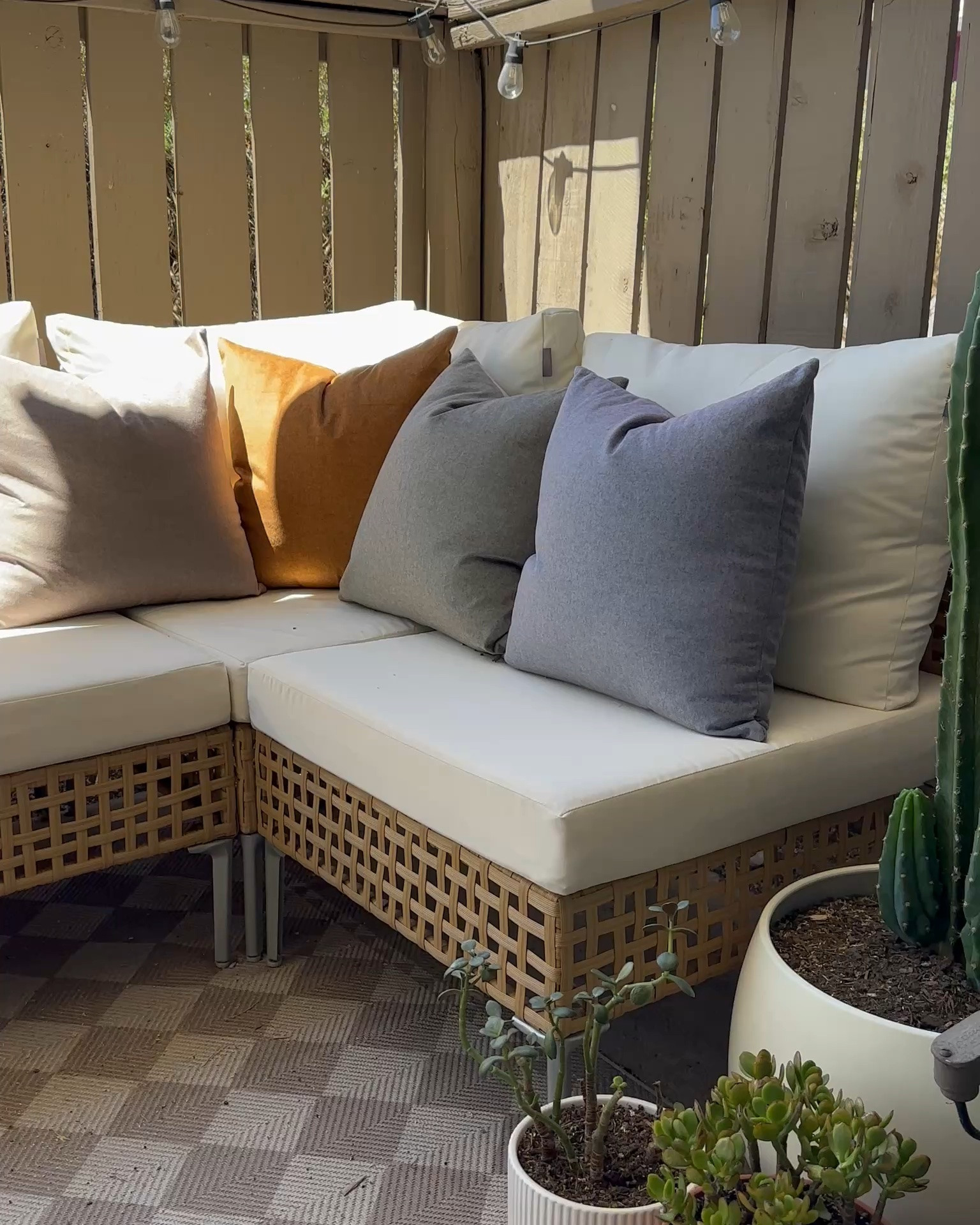 This outdoor sectional turned out better than what I thought! 3 months in and loving it!  Using this additional outdoor space has been wonderful for our family and small gatherings to unwind and catch up! #outdoorsectional #outdoor #seating #balcony #patiofurnifure

#LTKHome #LTKselfcare #LTKfitnessgoals