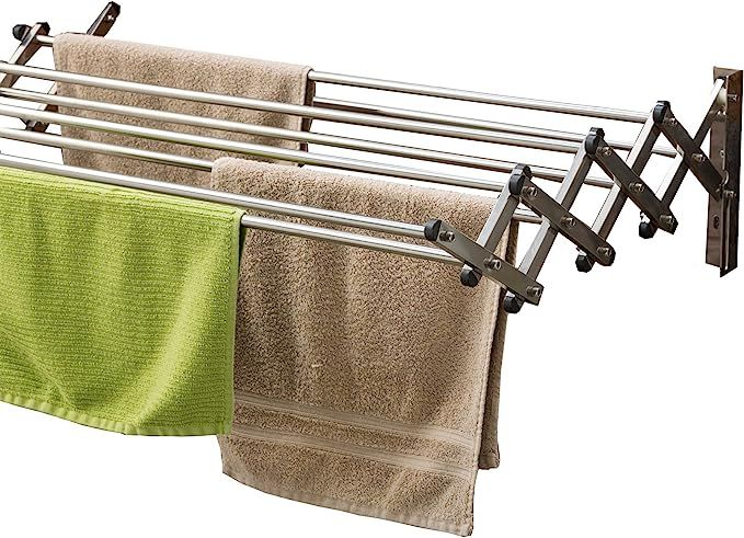 AERO W Racks Stainless Steel Wall Mounted Collapsible Laundry Clothes Drying Rack 60 Pound Capaci... | Amazon (US)