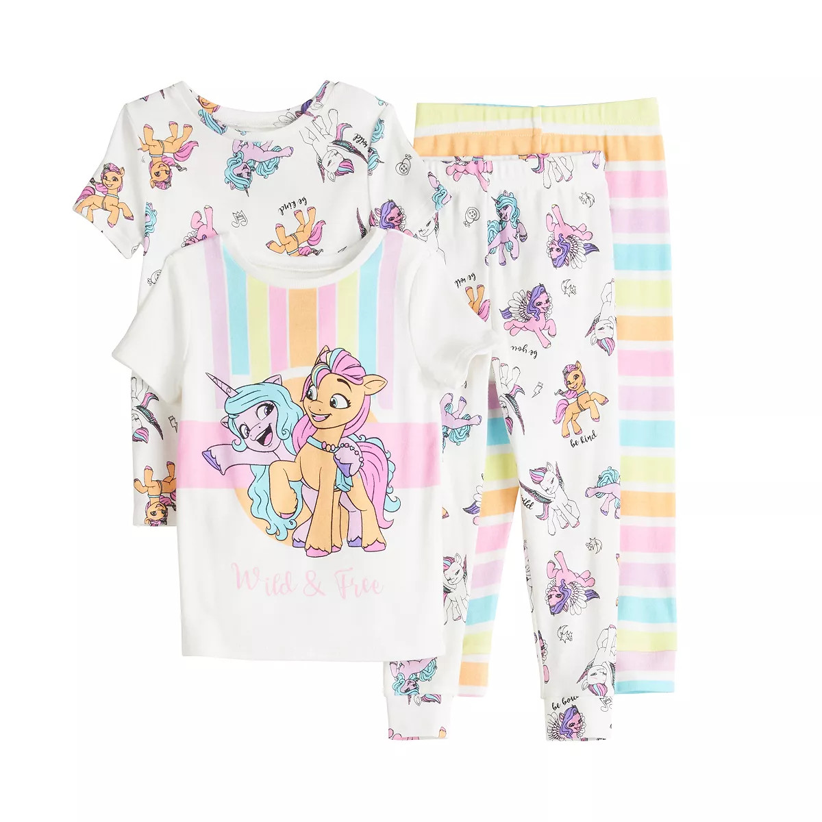 Toddler Girl My Little Pony 4-Piece "Wild & Free" Pajama Tops & Pajama Pants Set | Kohl's