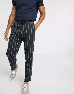 Jack & Jones Premium linen vertical stripe pants with drawstring waist | ASOS (Global)