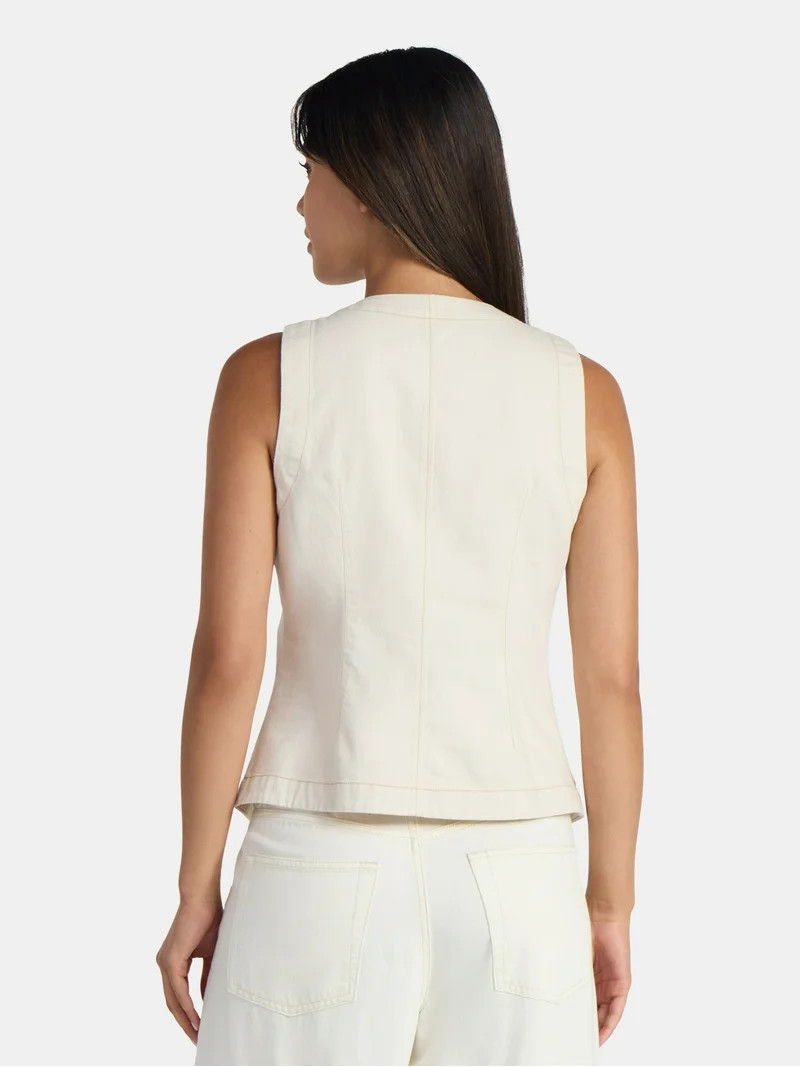 Time and Tru Women's Button Up Denim Vest, Sizes XS-XXXL | Walmart (US)