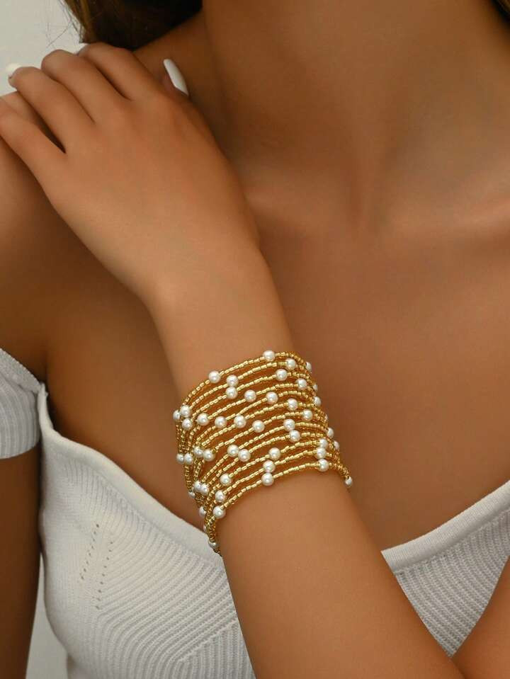 12pcs/Set Women Fashionable And Elegant Handmade Beaded Bracelet Set, Adjustable, Suitable For Da... | SHEIN