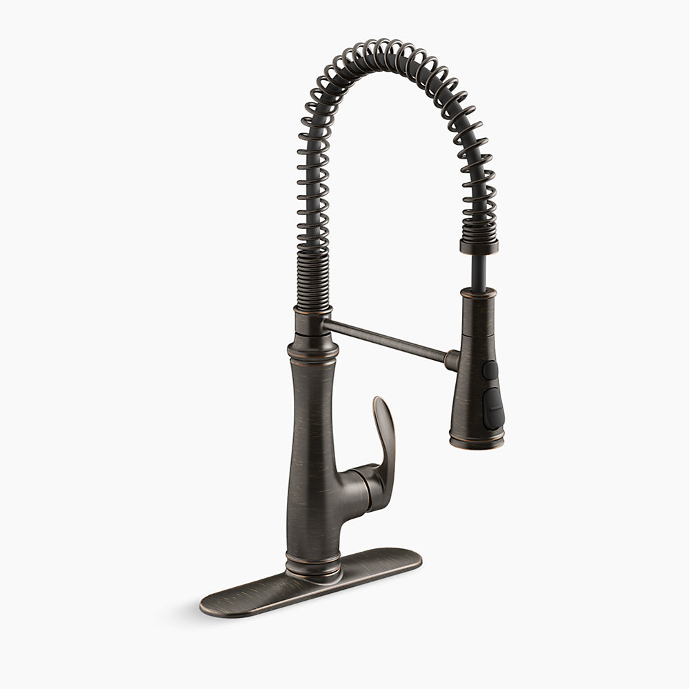 Semi-professional kitchen sink faucet with three-function sprayhead | Kohler